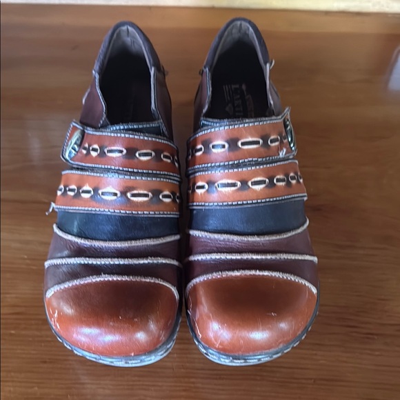 Spring step sherbet Brown and Navy Leather Loafers with Slip-On Design - Picture 3 of 5